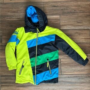 Obermeyer Neon Yellow and Blue ski Jacket
